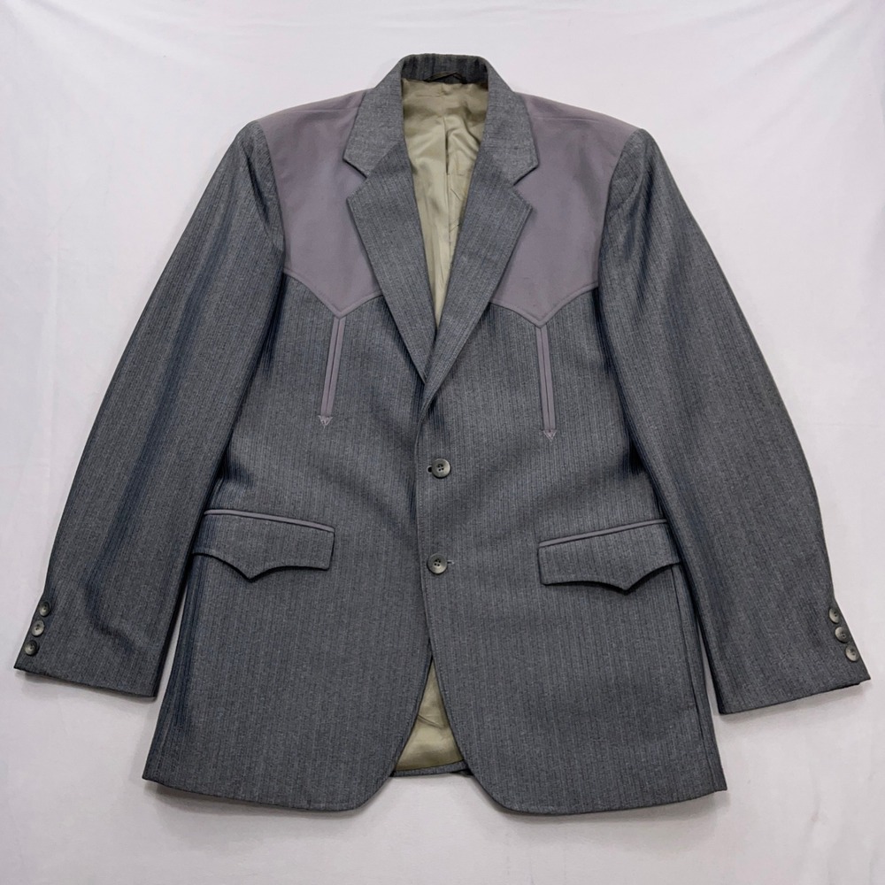 Circle S Blazer Western Sport Coat Yoke Pockets Gray Mens 40R
